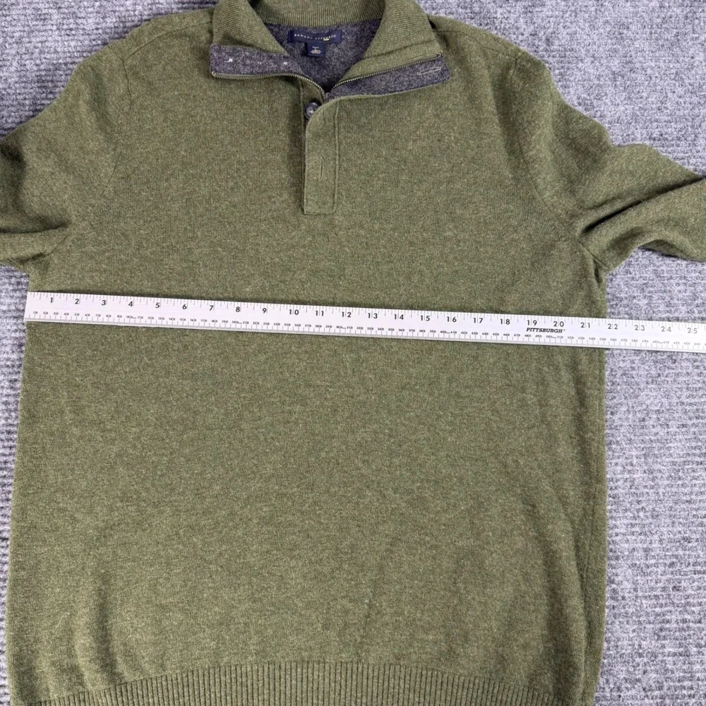 Banana Republic Mens Tall L Green 100% Merino Wool Quarter Zip Button Sweater